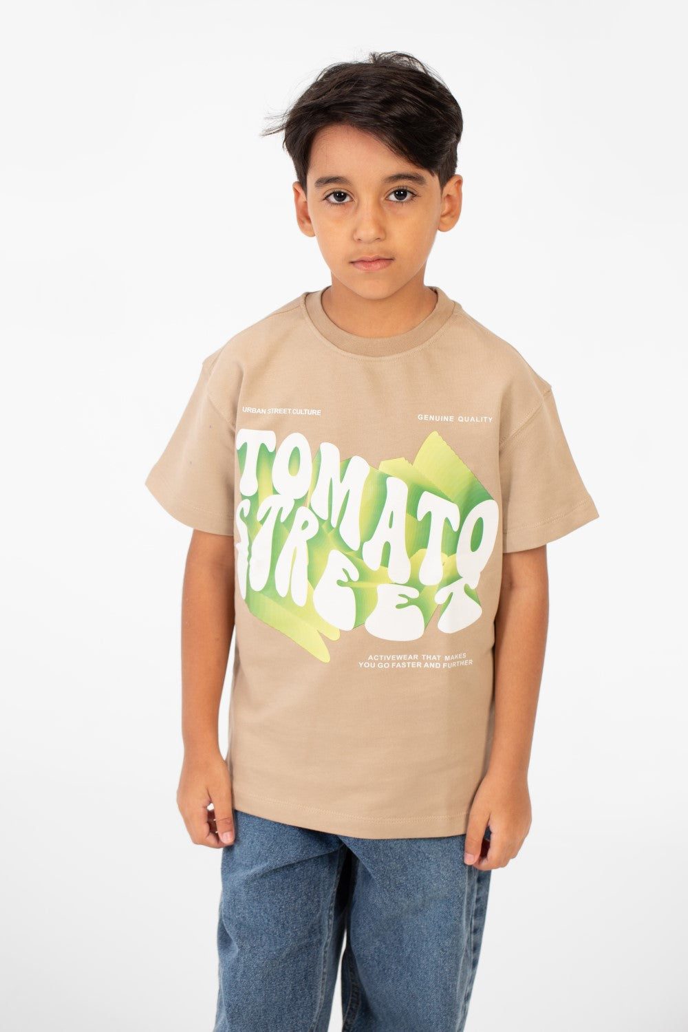 تي شيرت ميلتون صيفي كبير الحجم للأولاد بطبعة أمامية وأكمام قصيرة