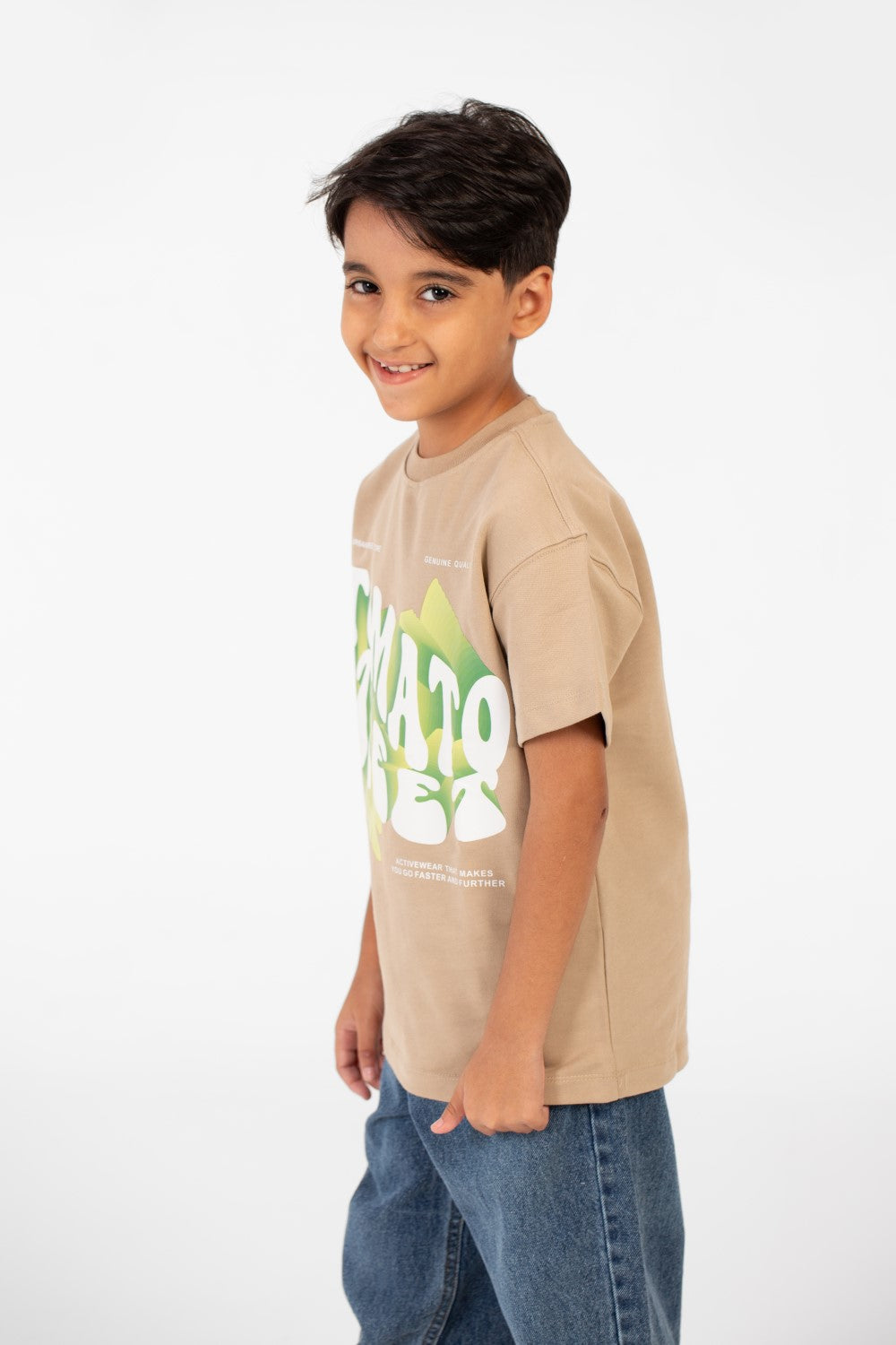 تي شيرت ميلتون صيفي كبير الحجم للأولاد بطبعة أمامية وأكمام قصيرة
