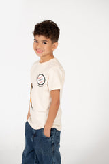 Boy's Crew Neck Text Tomato Print T-Shirt