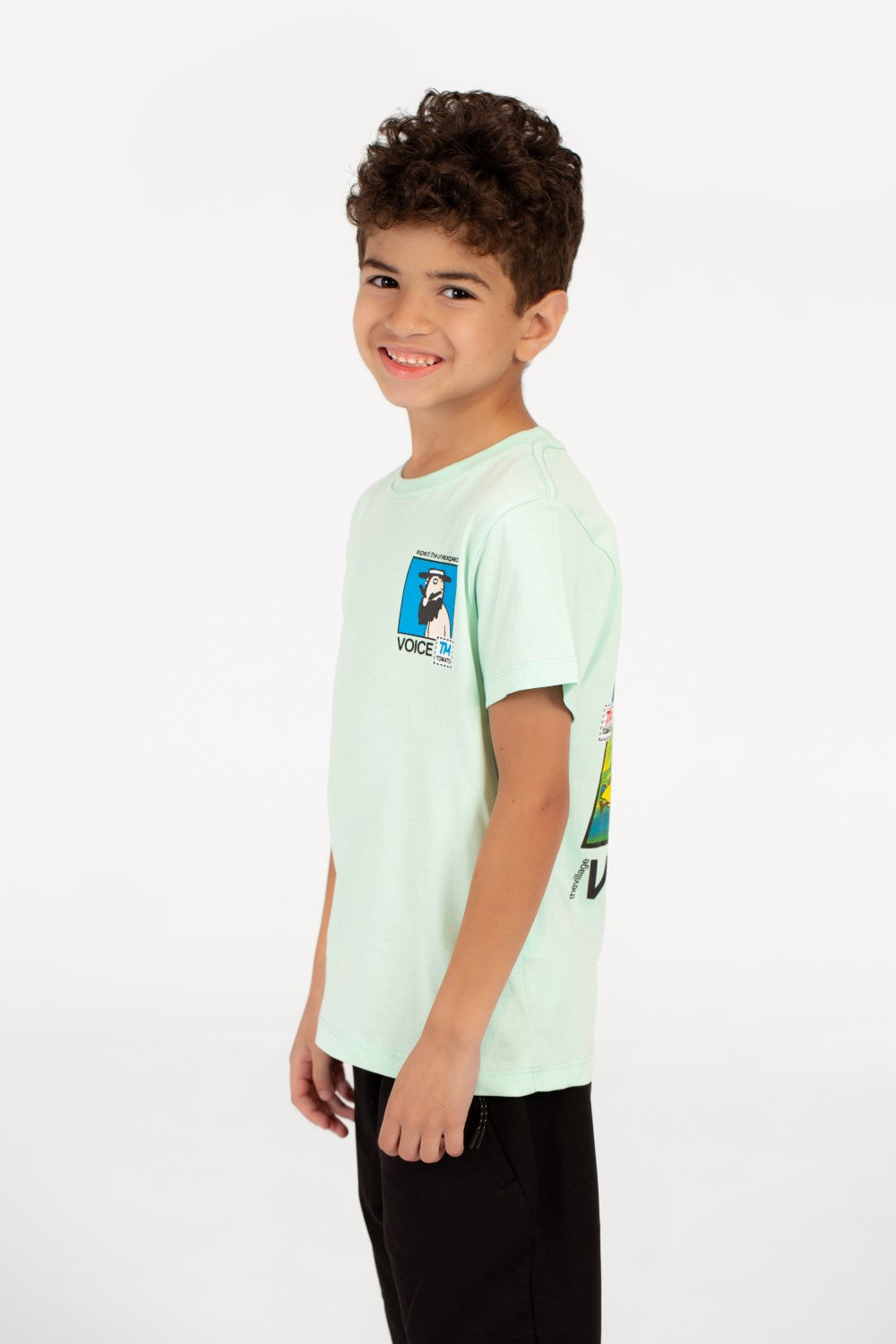 Boy’s Graphic Print Crew Neck Half Sleeve T-Shirt