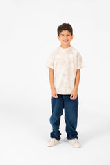 تي شيرت مطبوع بأكمام قصيرة ورقبة دائرية للأولاد