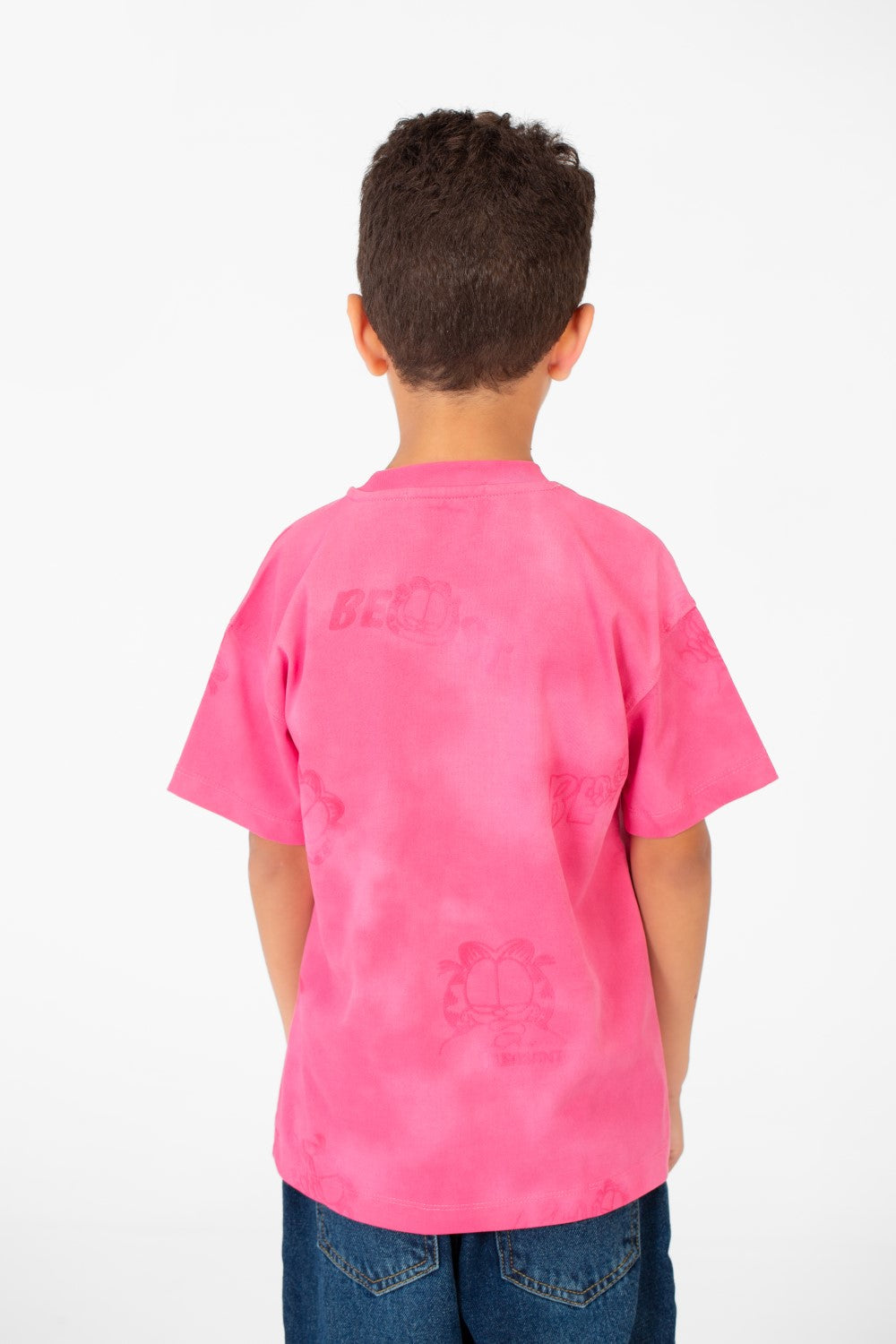 تي شيرت مطبوع بأكمام قصيرة ورقبة دائرية للأولاد