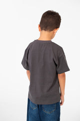 تي شيرت أساسي سادة كبير الحجم للأولاد برقبة دائرية وأكمام قصيرة