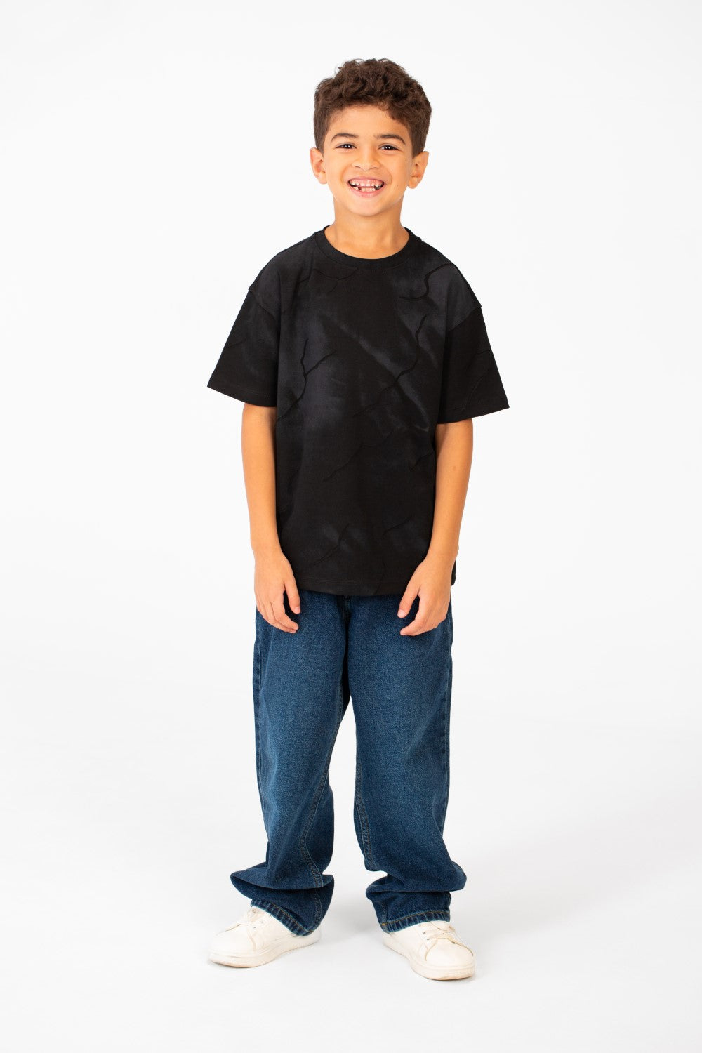 تي شيرت للأولاد بأكمام قصيرة ورقبة دائرية كبيرة الحجم مصنوع من مواد عالية الجودة