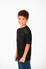 تي شيرت للأولاد بأكمام قصيرة ورقبة دائرية كبيرة الحجم مصنوع من مواد عالية الجودة