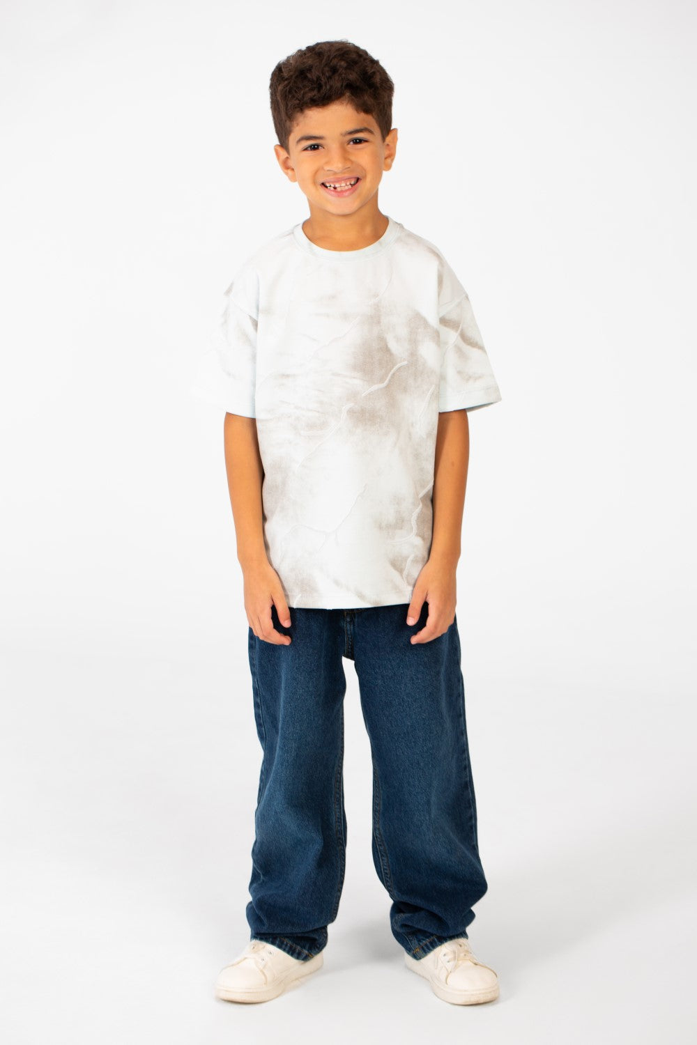 تي شيرت للأولاد بأكمام قصيرة ورقبة دائرية كبيرة الحجم مصنوع من مواد عالية الجودة