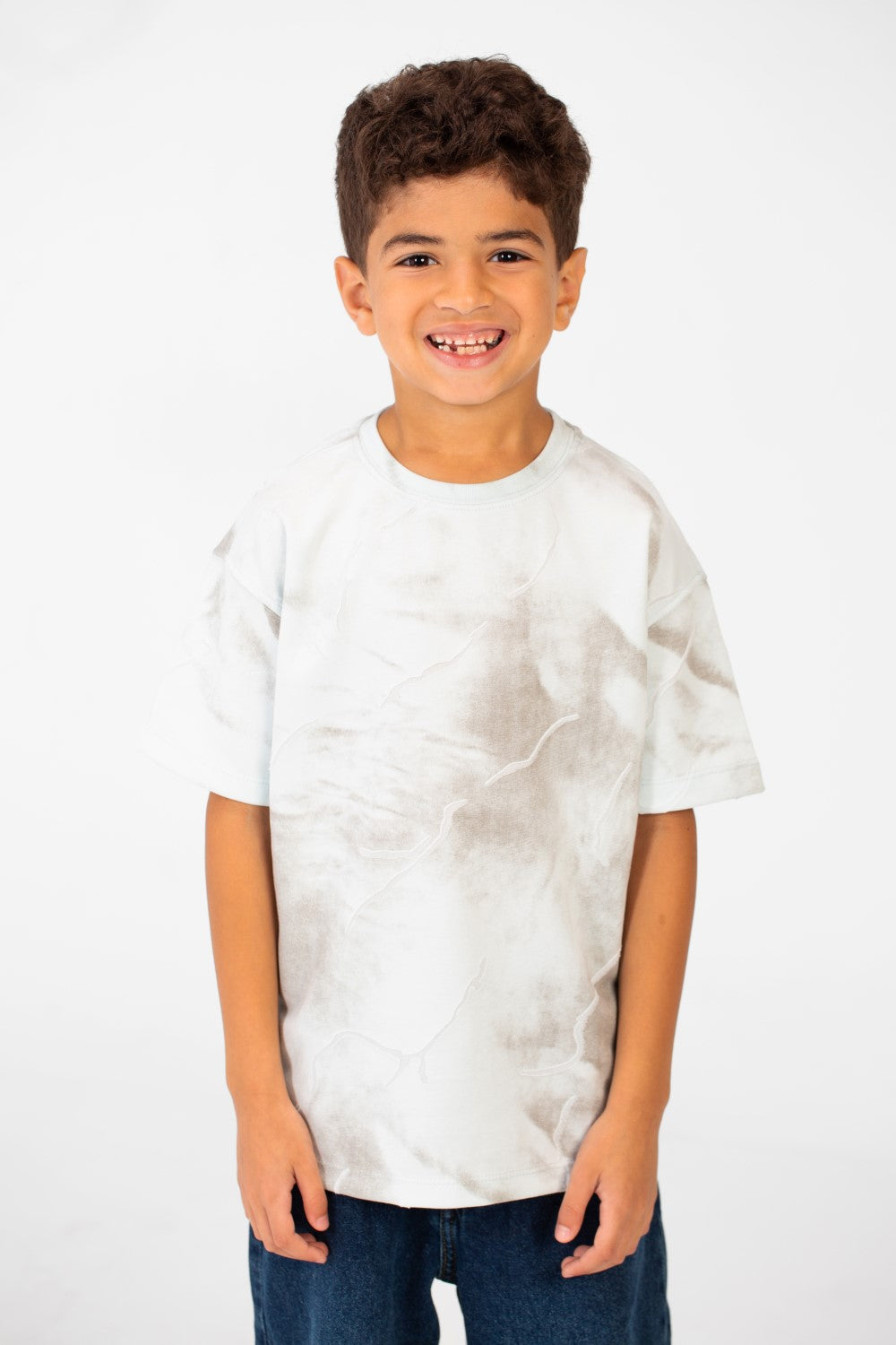 تي شيرت للأولاد بأكمام قصيرة ورقبة دائرية كبيرة الحجم مصنوع من مواد عالية الجودة