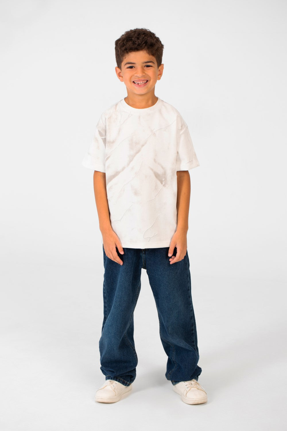 تي شيرت للأولاد بأكمام قصيرة ورقبة دائرية كبيرة الحجم مصنوع من مواد عالية الجودة