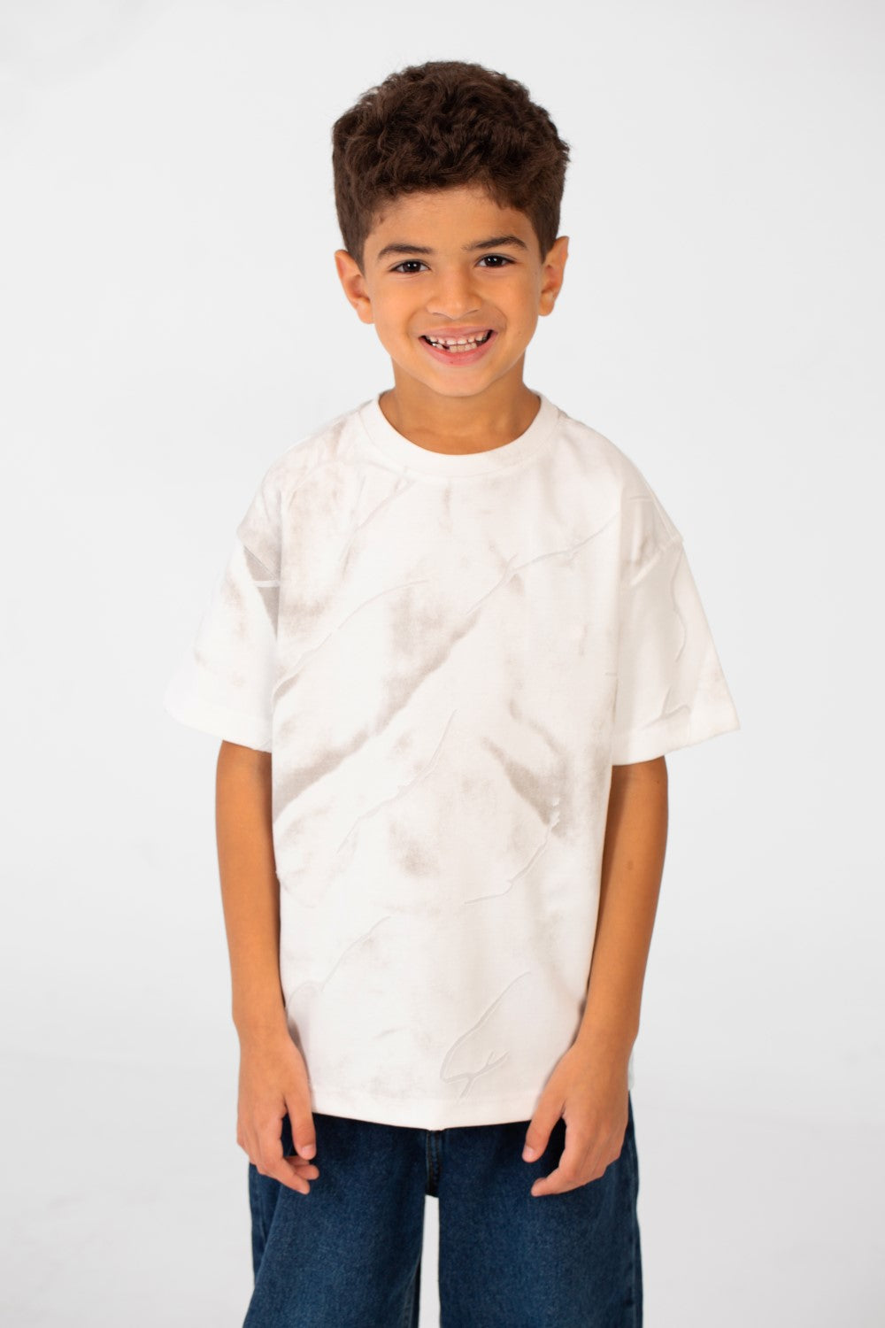 تي شيرت للأولاد بأكمام قصيرة ورقبة دائرية كبيرة الحجم مصنوع من مواد عالية الجودة