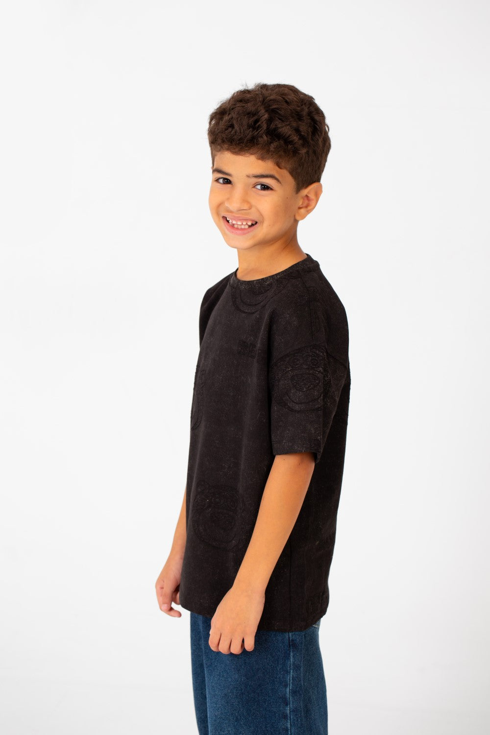 تي شيرت صيفي كبير الحجم بأكمام قصيرة ورقبة دائرية وعالي الجودة للأولاد