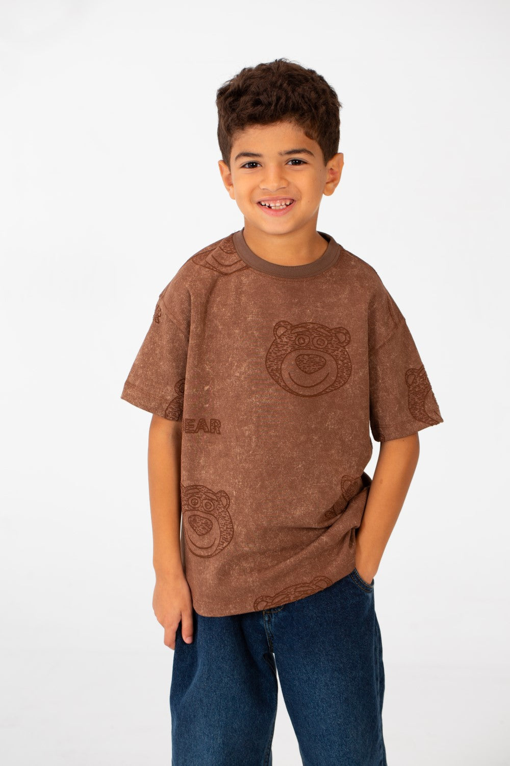 تي شيرت صيفي كبير الحجم بأكمام قصيرة ورقبة دائرية وعالي الجودة للأولاد