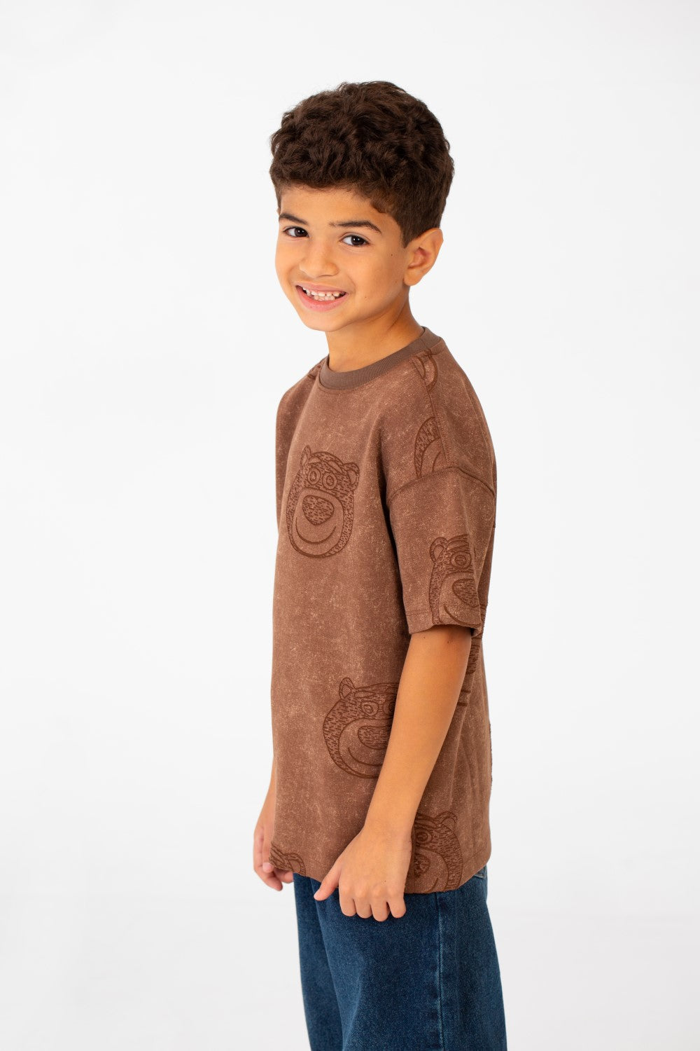 تي شيرت صيفي كبير الحجم بأكمام قصيرة ورقبة دائرية وعالي الجودة للأولاد