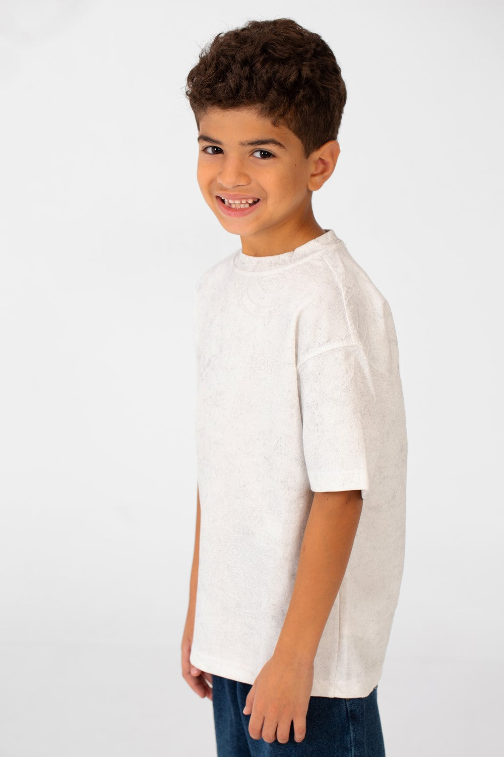 تي شيرت صيفي كبير الحجم بأكمام قصيرة ورقبة دائرية وعالي الجودة للأولاد
