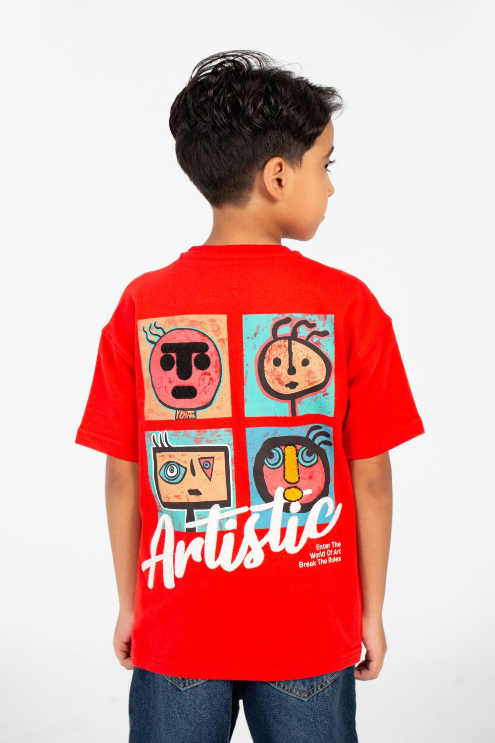 تي شيرت ميلتون صيفي للأولاد بأكمام قصيرة وطبعة أمامية وخلفية