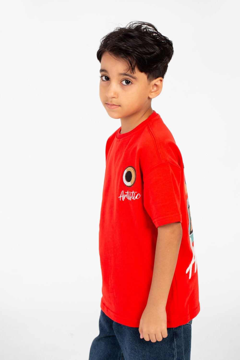 تي شيرت ميلتون صيفي للأولاد بأكمام قصيرة وطبعة أمامية وخلفية
