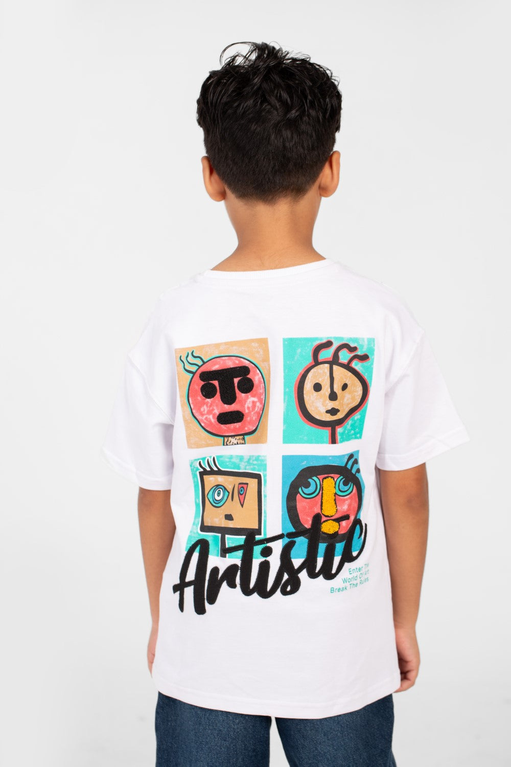 تي شيرت ميلتون صيفي للأولاد بأكمام قصيرة وطبعة أمامية وخلفية