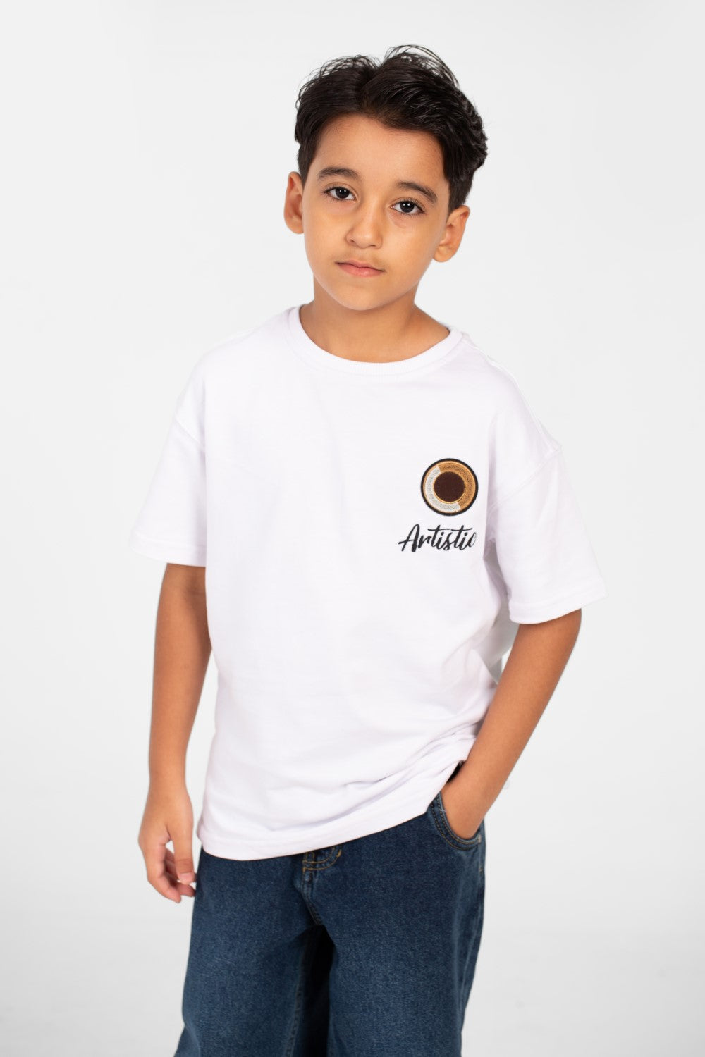 تي شيرت ميلتون صيفي للأولاد بأكمام قصيرة وطبعة أمامية وخلفية