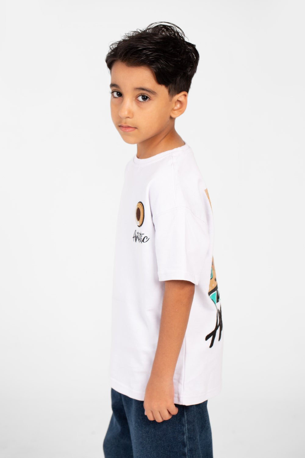 تي شيرت ميلتون صيفي للأولاد بأكمام قصيرة وطبعة أمامية وخلفية