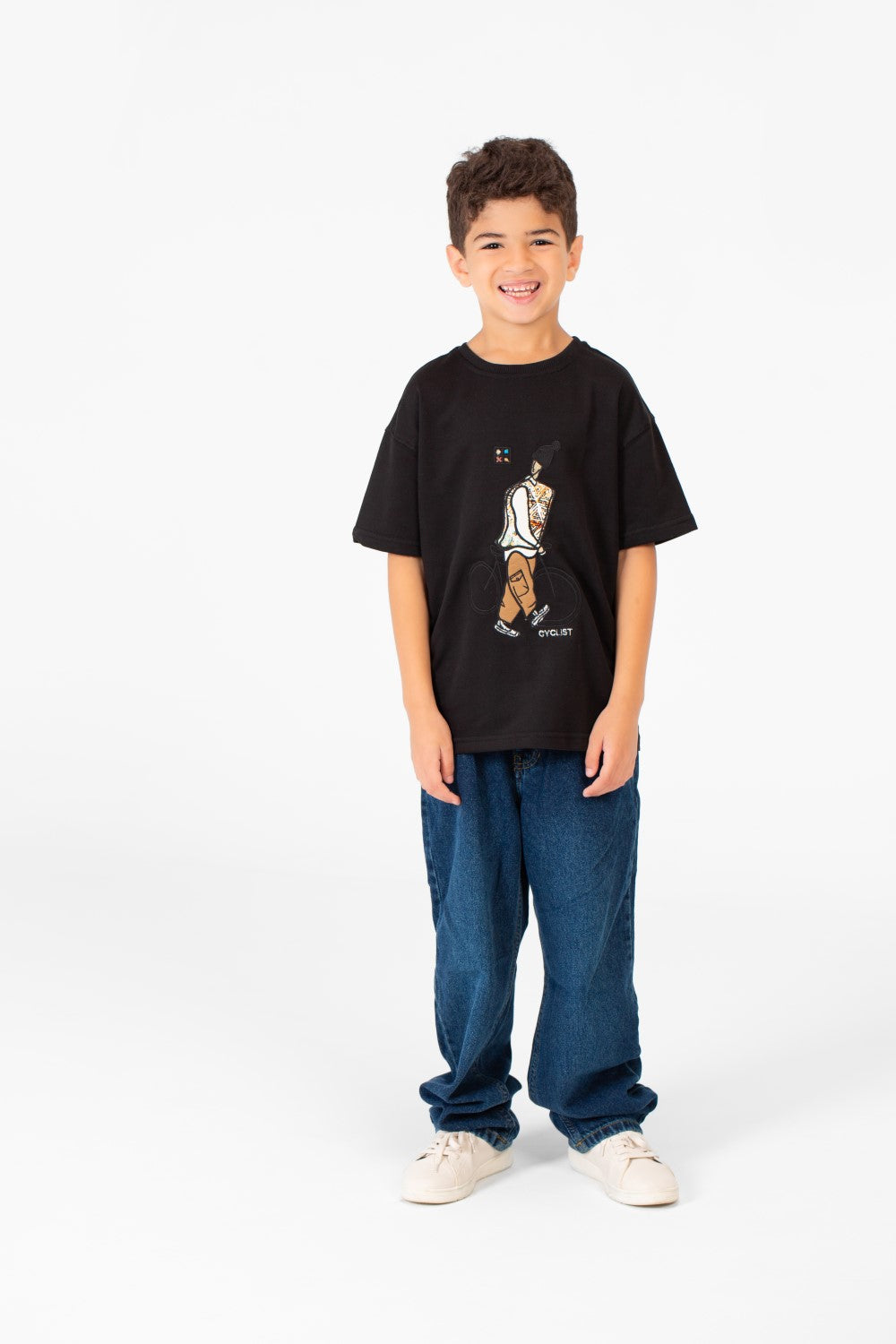 Boy's Summer Melton Oversized Half Sleeve Front Print T-Shirt