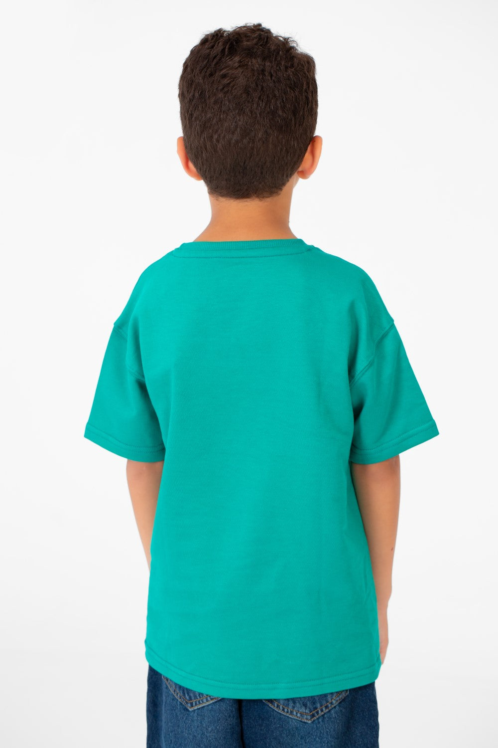 Boy's Summer Melton Oversized Half Sleeve Front Print T-Shirt