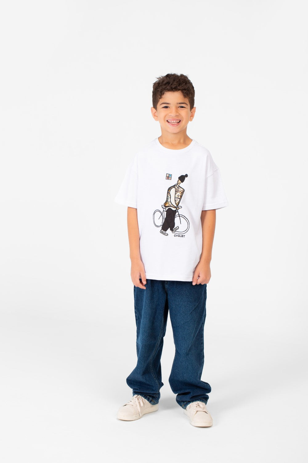 Boy's Summer Melton Oversized Half Sleeve Front Print T-Shirt