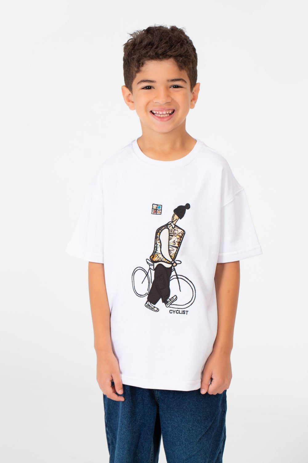 Boy's Summer Melton Oversized Half Sleeve Front Print T-Shirt
