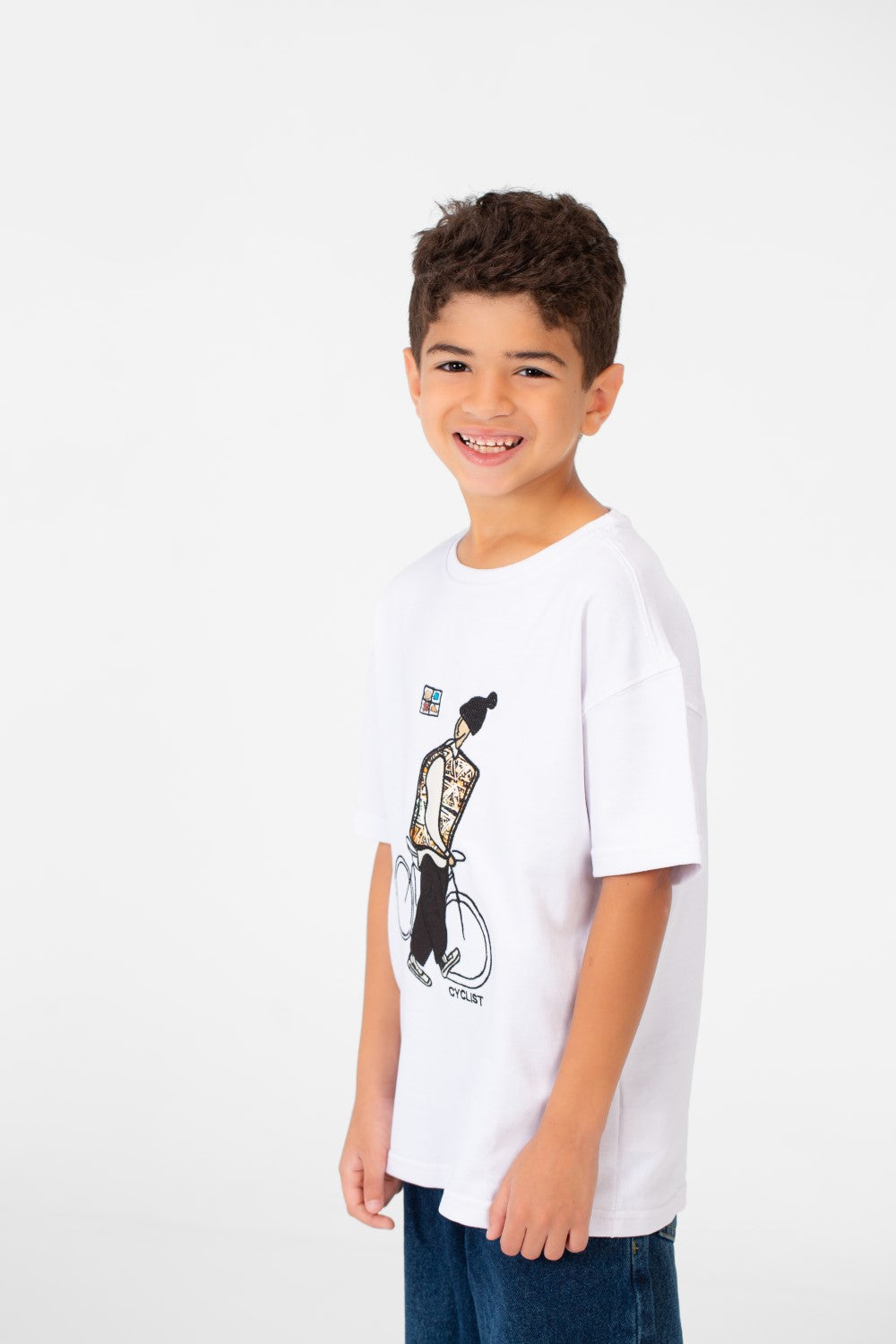 Boy's Summer Melton Oversized Half Sleeve Front Print T-Shirt
