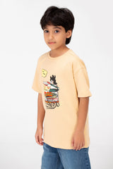 Boy's Front Graphic Print Half Sleeve T-Shirt