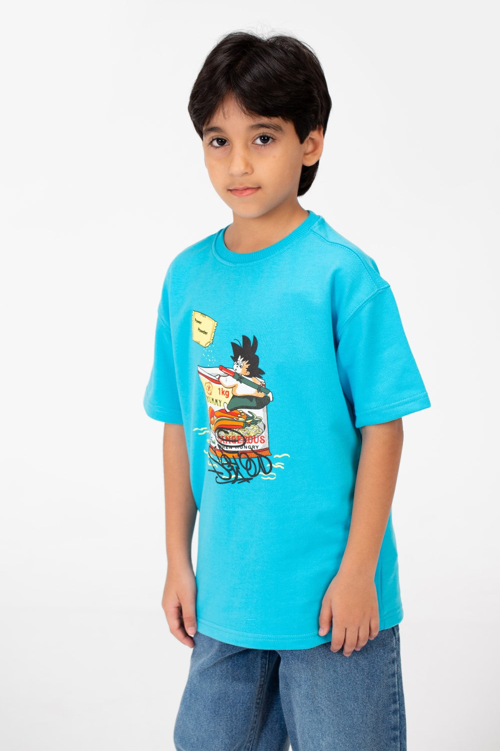 Boy's Front Graphic Print Half Sleeve T-Shirt