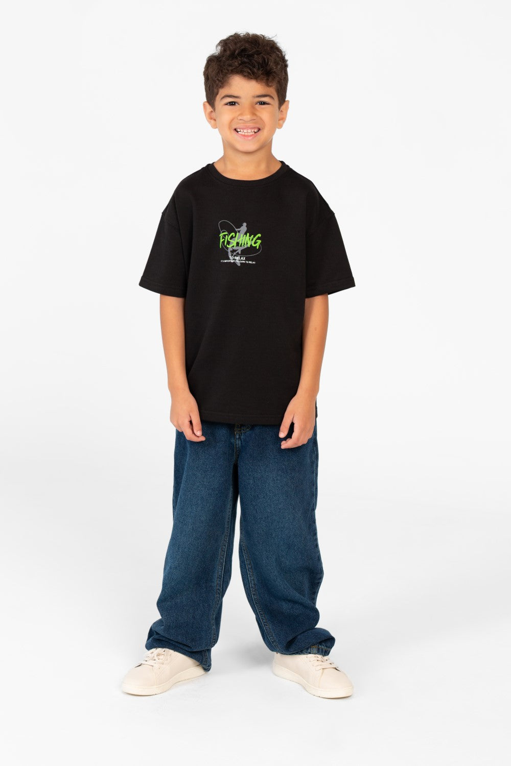 Boy's Round Printed Oversized Half Sleeve T-Shirt