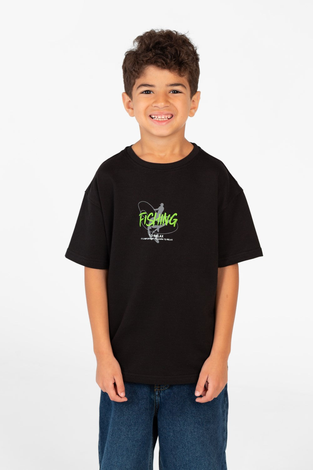 Boy's Round Printed Oversized Half Sleeve T-Shirt