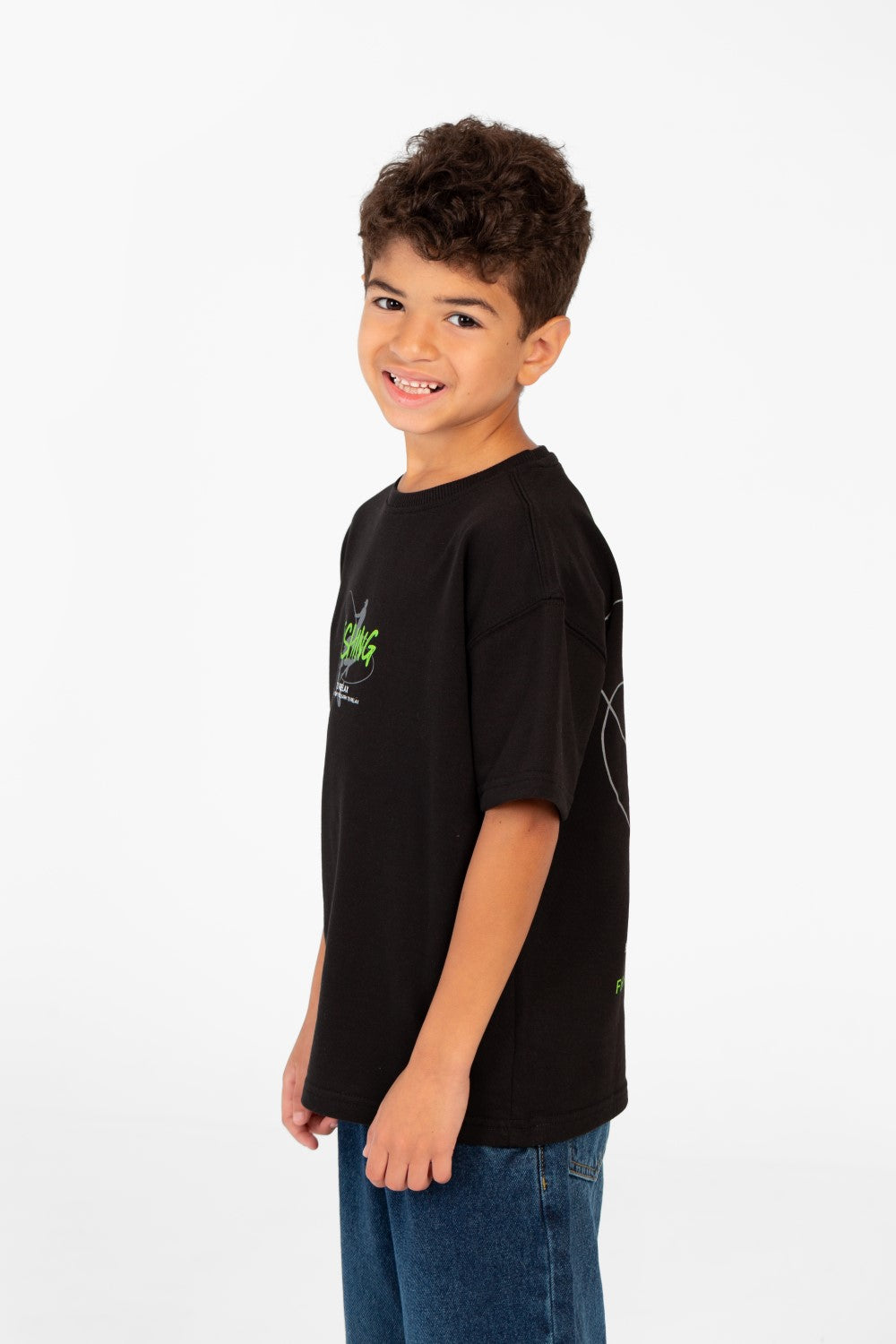 Boy's Round Printed Oversized Half Sleeve T-Shirt