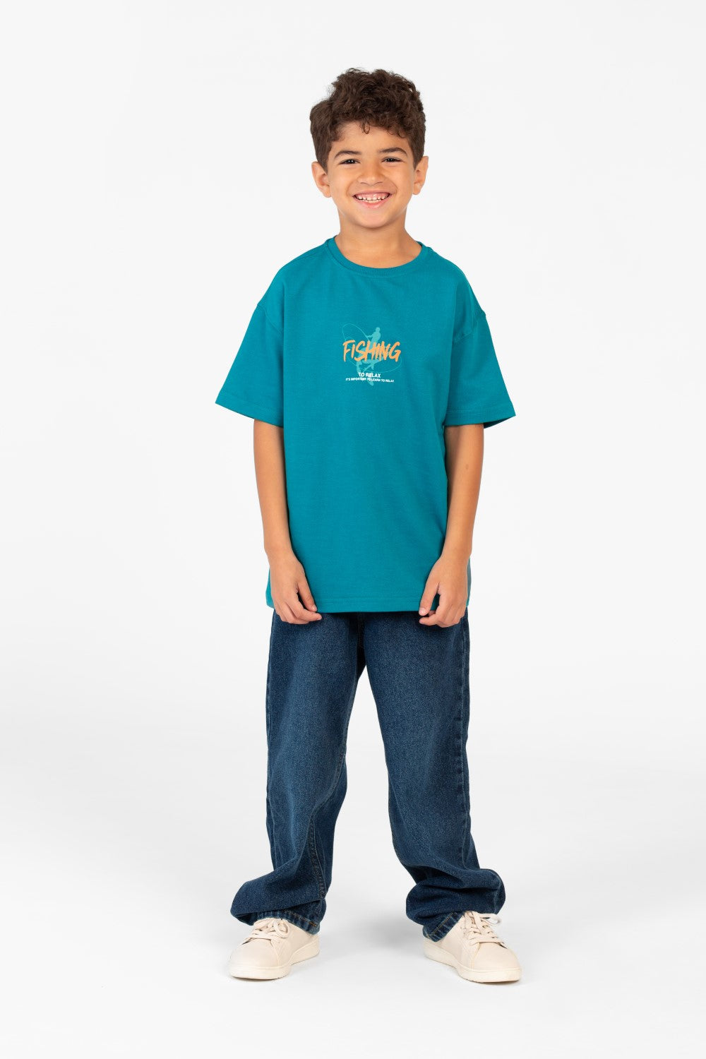Boy's Round Printed Oversized Half Sleeve T-Shirt