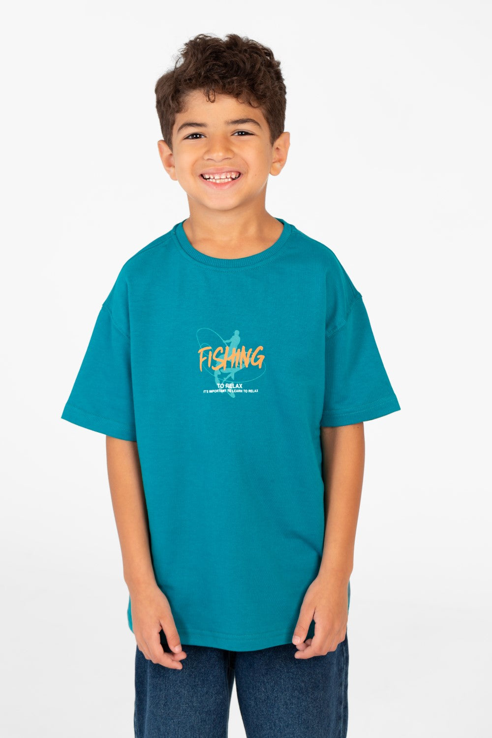 Boy's Round Printed Oversized Half Sleeve T-Shirt