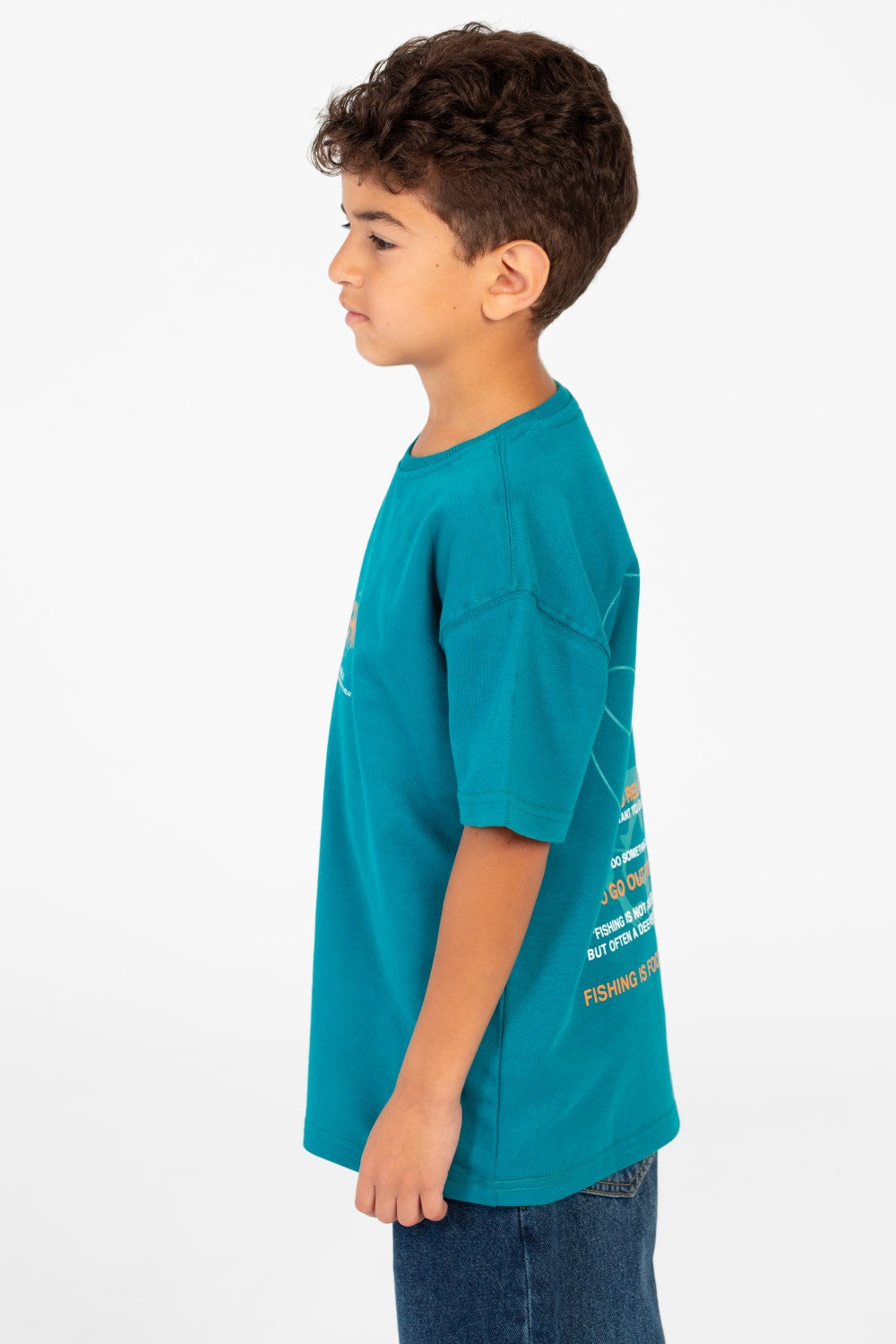 Boy's Round Printed Oversized Half Sleeve T-Shirt