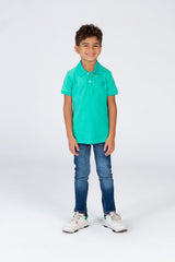 تي شيرت بولو سادة للأولاد بأكمام قصيرة وشعار طماطم على الجهة الأمامية