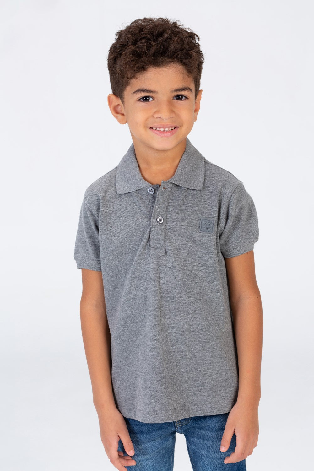 تي شيرت بولو سادة للأولاد بأكمام قصيرة وشعار طماطم على الجهة الأمامية