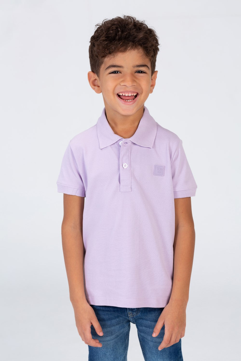 تي شيرت بولو سادة للأولاد بأكمام قصيرة وشعار طماطم على الجهة الأمامية