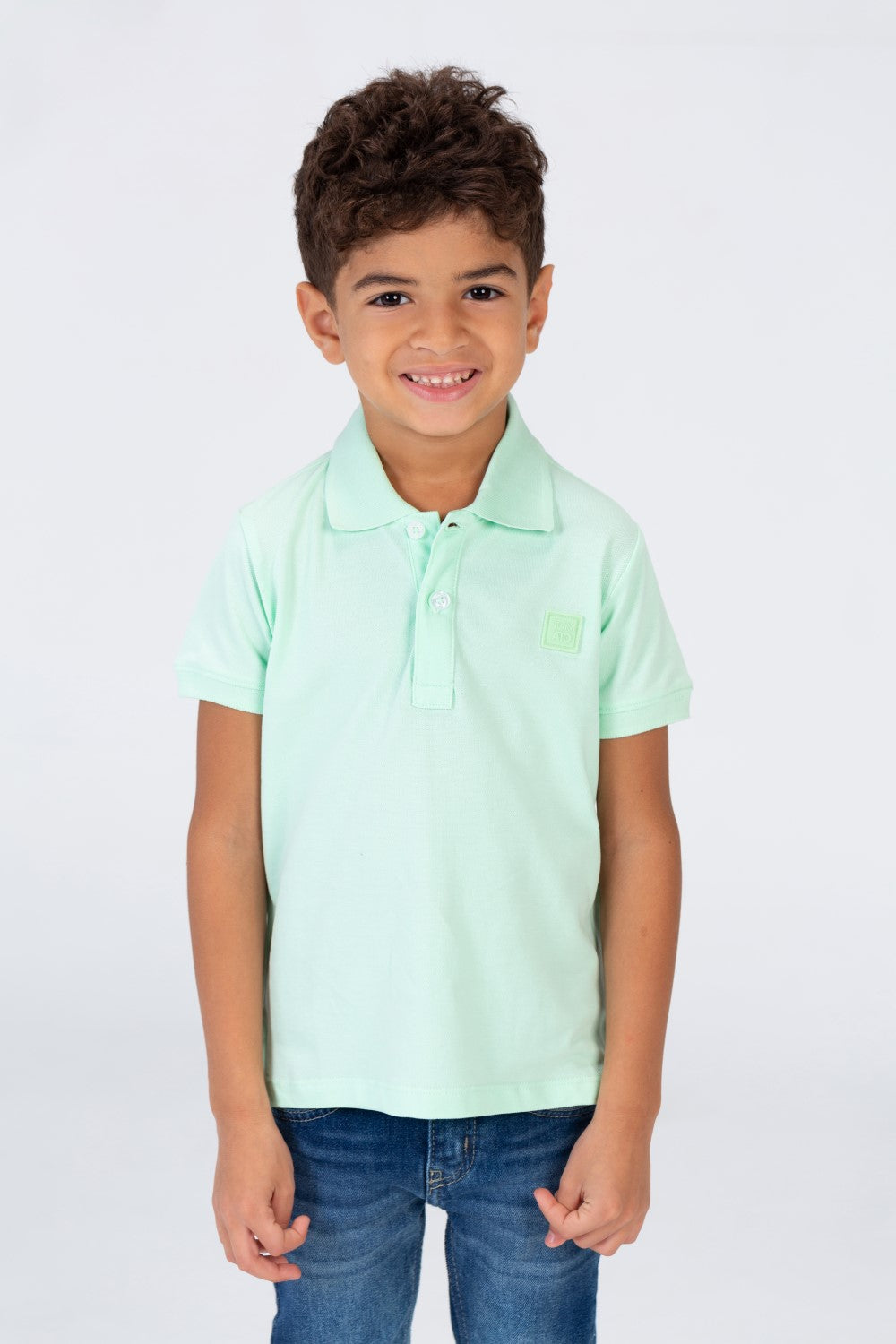 تي شيرت بولو سادة للأولاد بأكمام قصيرة وشعار طماطم على الجهة الأمامية
