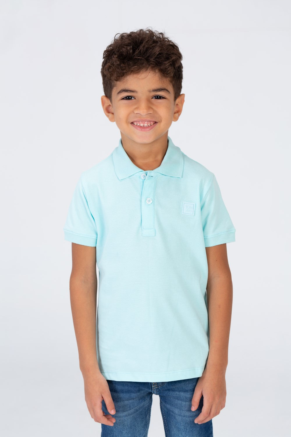 تي شيرت بولو سادة للأولاد بأكمام قصيرة وشعار طماطم على الجهة الأمامية