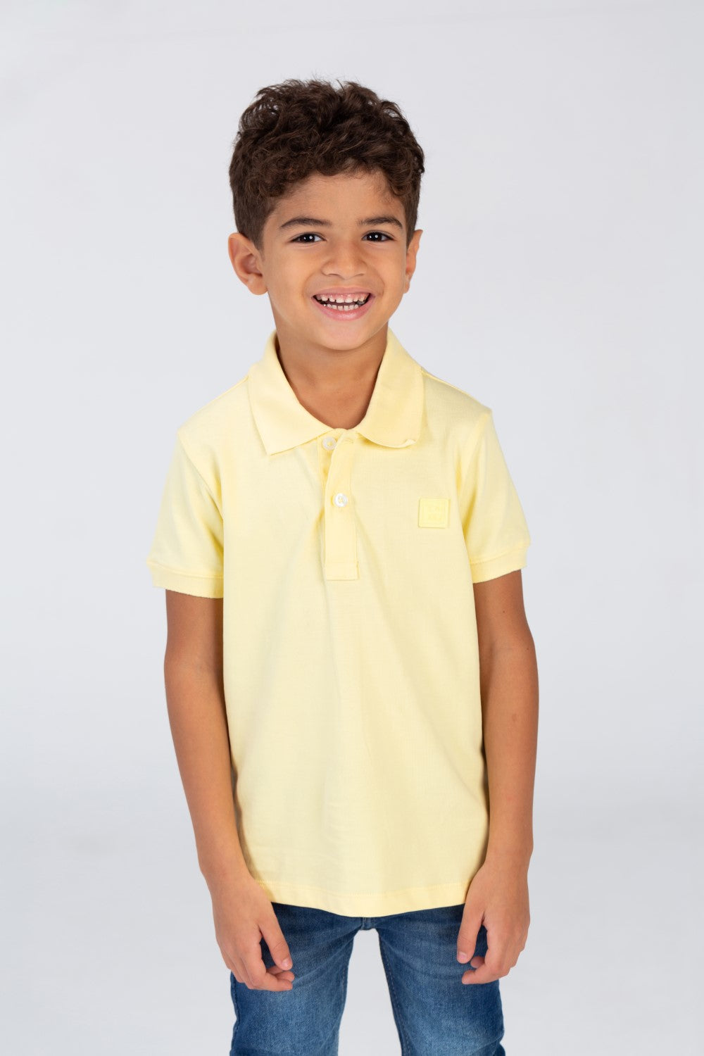 تي شيرت بولو سادة للأولاد بأكمام قصيرة وشعار طماطم على الجهة الأمامية
