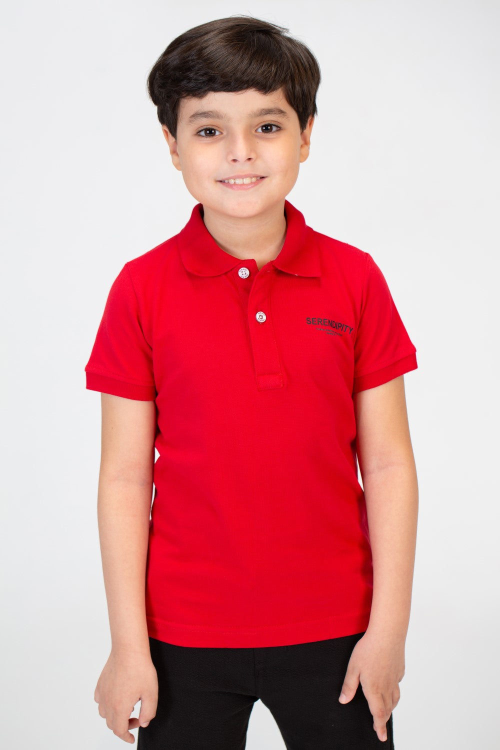تي شيرت بولو للأولاد بأكمام قصيرة وطبعة مميزة على الظهر