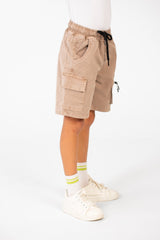 شورت طماطم غاباردين للأولاد بحزام خصر مطاطي مع جيوب عصرية