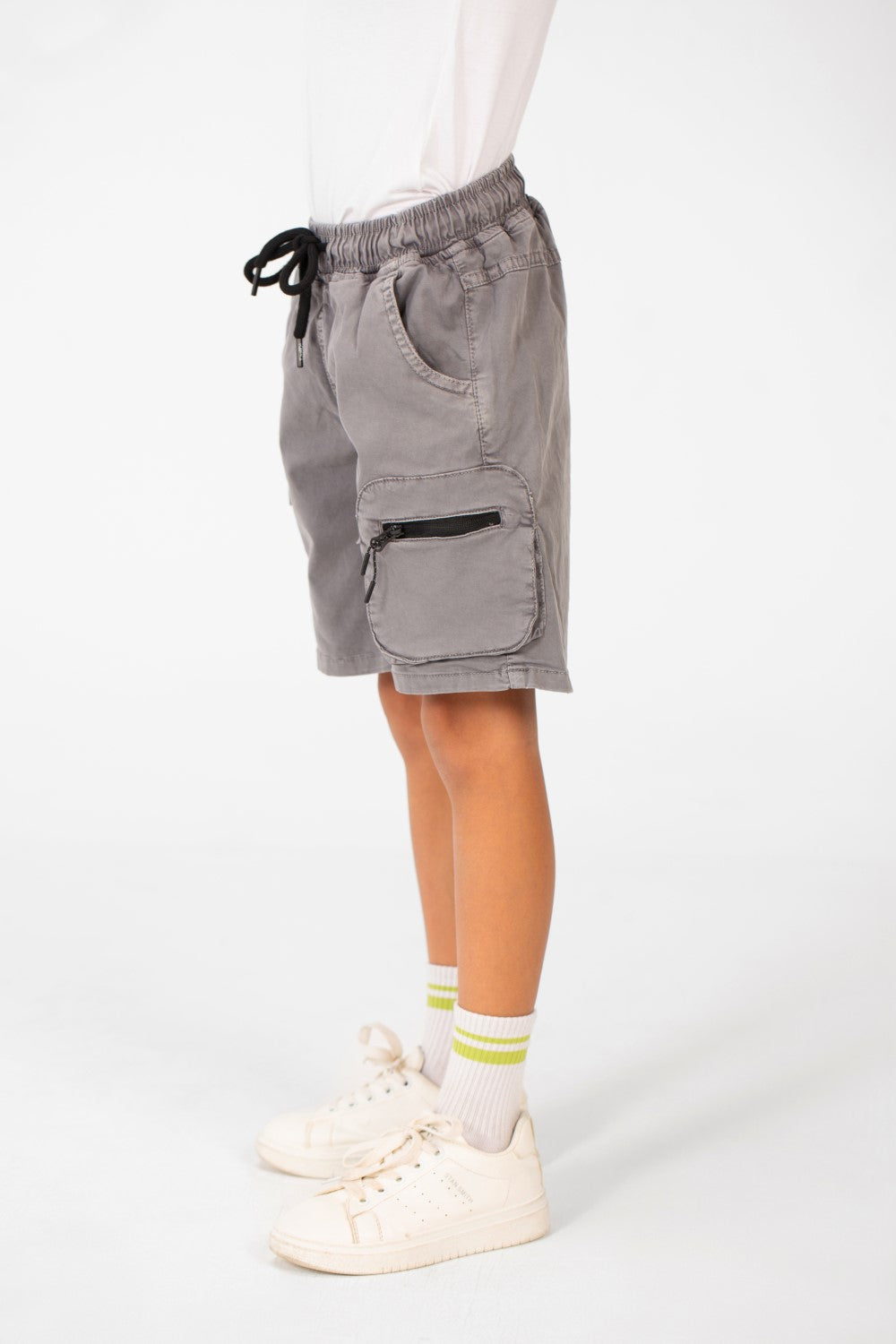 شورت طماطم غاباردين للأولاد بحزام خصر مطاطي مع جيوب عصرية