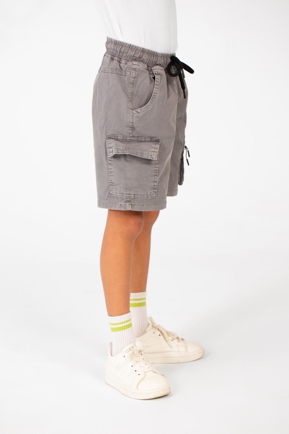 شورت طماطم غاباردين للأولاد بحزام خصر مطاطي مع جيوب عصرية