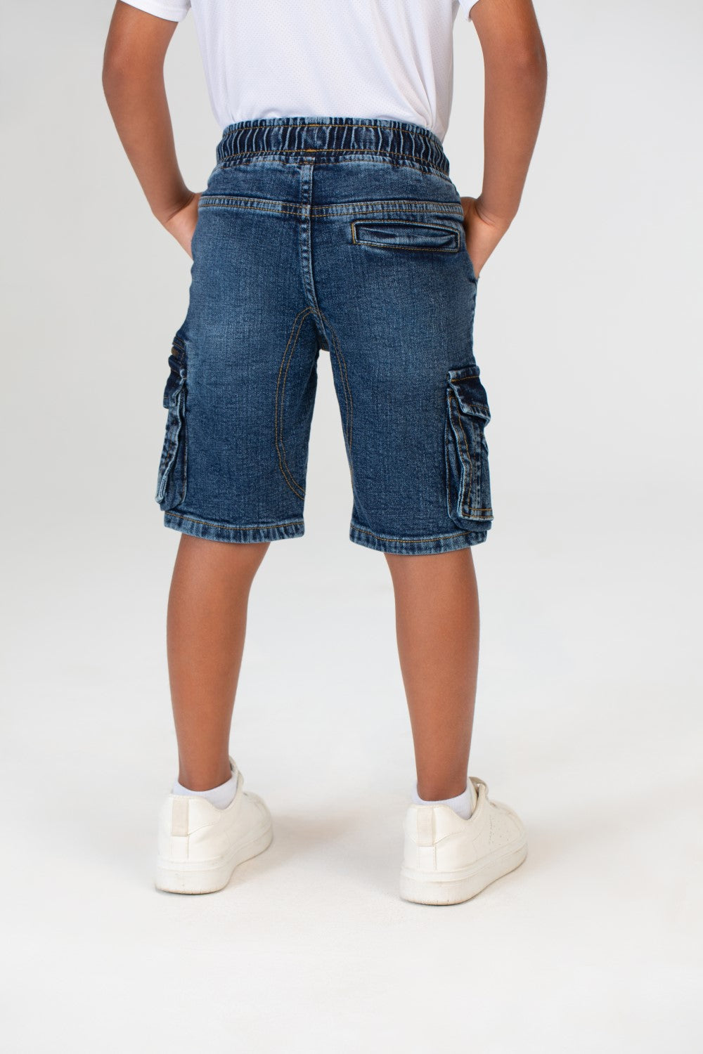 بنطلون جينز للأولاد مستعمل، شورت كاجوال مع جيوب جانبية وسحاب على الجانب