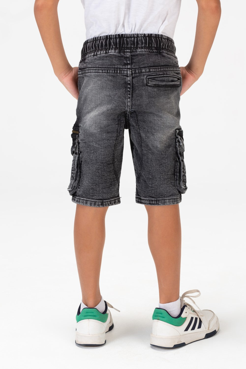 بنطلون جينز للأولاد مستعمل، شورت كاجوال مع جيوب جانبية وسحاب على الجانب