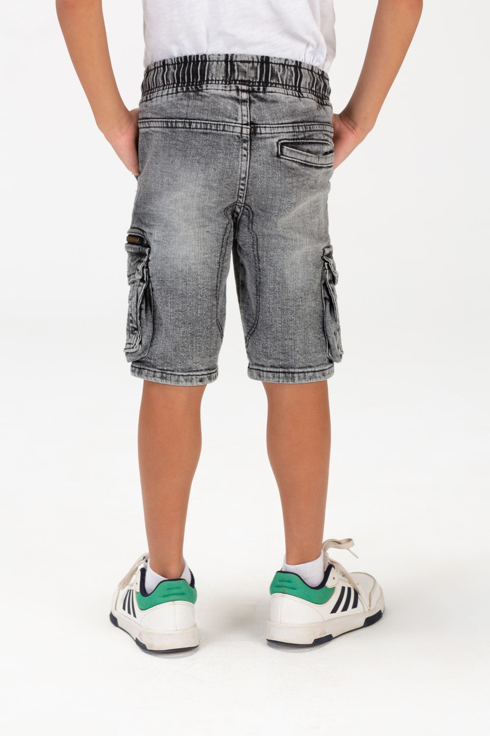 بنطلون جينز للأولاد مستعمل، شورت كاجوال مع جيوب جانبية وسحاب على الجانب