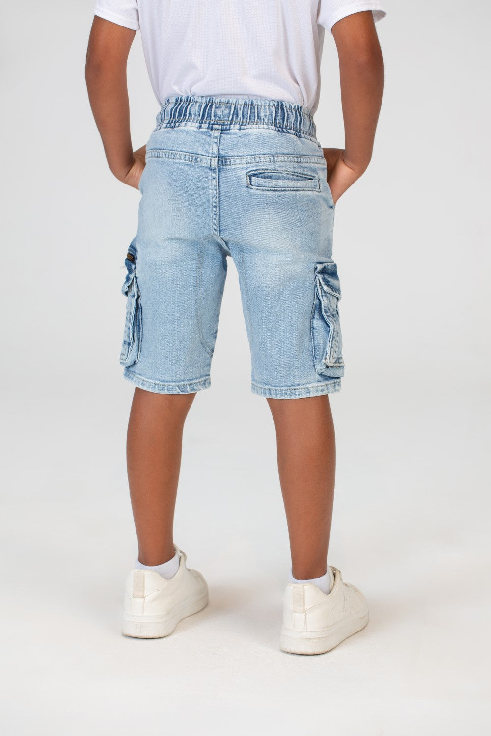 بنطلون جينز للأولاد مستعمل، شورت كاجوال مع جيوب جانبية وسحاب على الجانب