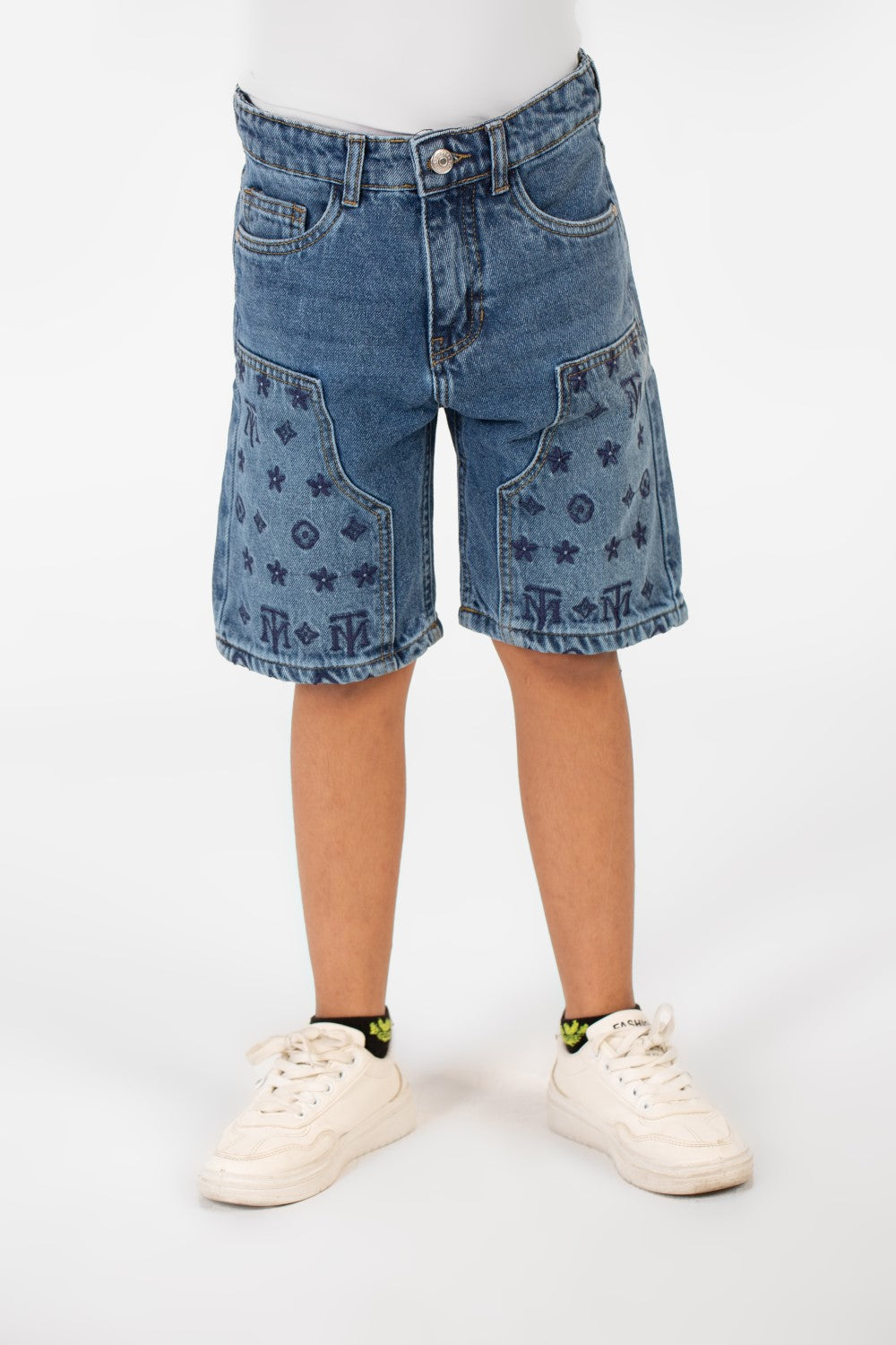 شورت جينز صيفي للأولاد بطبعة عصرية وجيوب